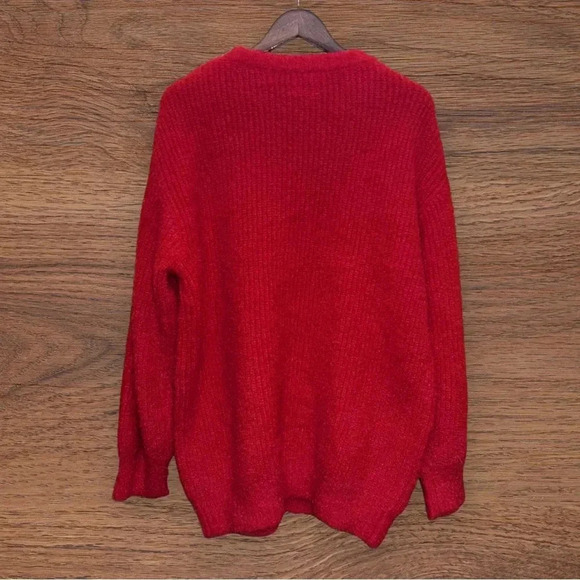 XL Crewneck Relaxed Teddy Sweater Future Collective Red - Picture 6 of 9